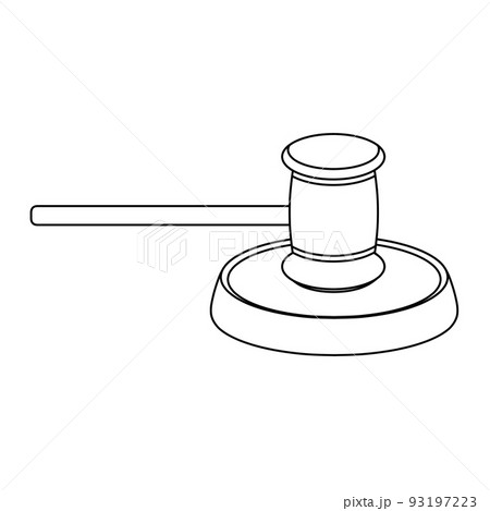 オークションハンマーとサウンディングブロック(線画) オークションハンマーとサウンディングブロック(線画) 93197223