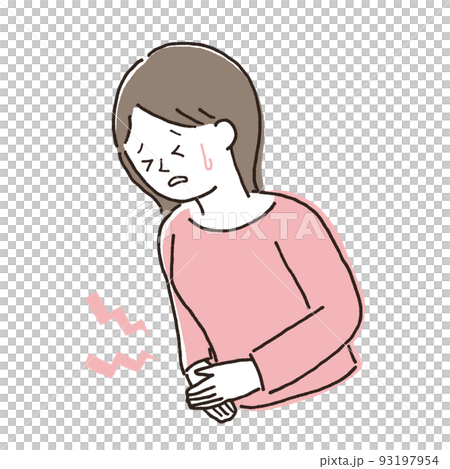 Female abdominal pain stress illustration material 93197954