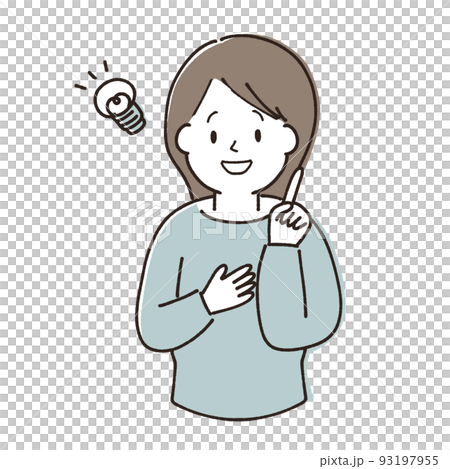 理解 解決 ひらめく女性 イラスト素材 理解 解決 ひらめく女性 イラスト素材 93197955