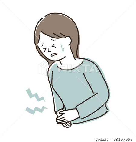 女性　腹痛　ストレス　イラスト素材 93197956
