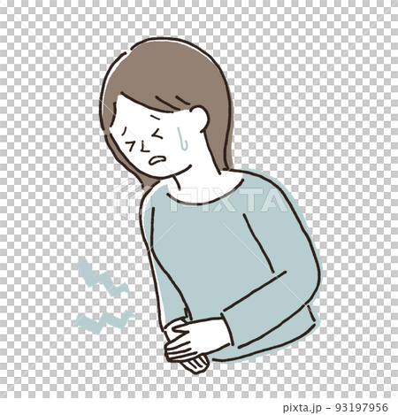 女性　腹痛　ストレス　イラスト素材 93197956