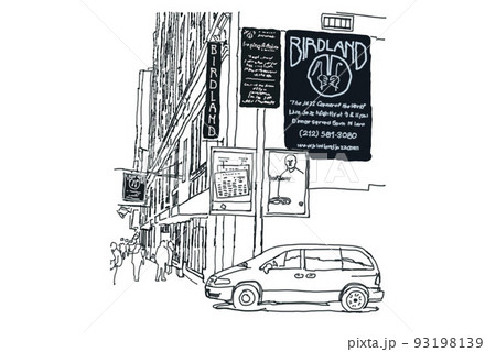 ジャズクラブ、バードランド、線画 93198139