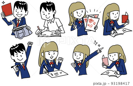 制服姿の男女学生 93198417