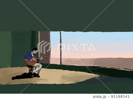 ジャズ、ギター、窓際 ジャズ、ギター、窓際 93198541