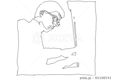 ジャズ、線画、ピアノ 93198543