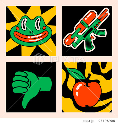 Cartoon vector funny Comic cards. Crazy cartoons Abstract vector collection 93198900