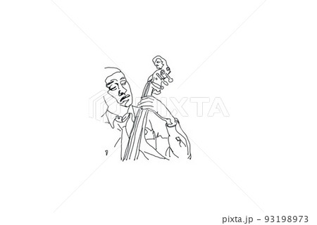 ジャズ、線画、ベース 93198973