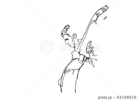 ジャズ、線画、ベース 93198976