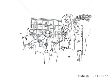 ジャズクラブ、線画 93198977