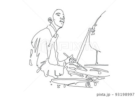 ジャズ、線画、ドラム 93198997