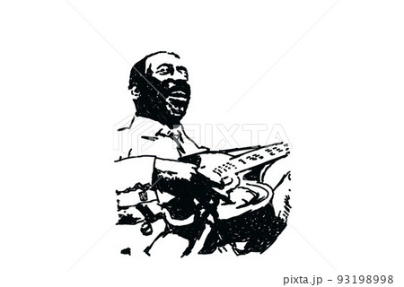 ジャズ、線画、ギター 93198998