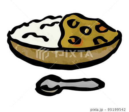 筆で描いたカレーのイラスト 筆で描いたカレーのイラスト 93199542