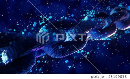 Blockchain digital chain with blocks connection shape. 3d rendering Blockchain digital chain with blocks connection shape. 3d rendering 93199858