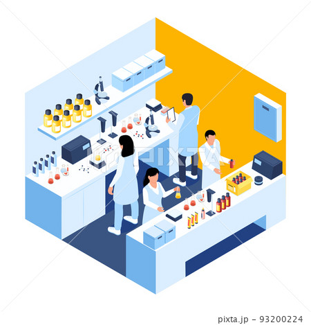 Cosmetics Production Factory Isometric Composition 93200224