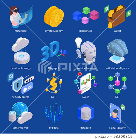 Web 3.0 Technology Isometric Set 93200319
