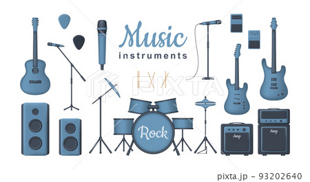 3d set of musical instruments for rock concert 93202640