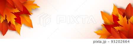 3d autumn foliage on white background. Banner with fall leaves. Place for text 93202664