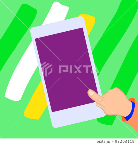 One Finger Pointing Important Information On Phone Screen. Hand Presenting Crutial Announcement. Man Showing Recent Updates. Executive Displaying Critical Messages. 93203119