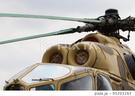 Russian Attack Helicopter Close-up Cockpit Abstract Russian Attack Helicopter Close-up Cockpit Abstract 93203265