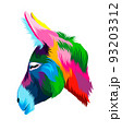 Abstract Donkey head portrait from multicolored paints. Colored drawing 93203312