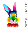 Abstract rabbit head portrait, hare from multicolored paints. Colored drawing 93203313