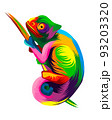 Abstract chameleon from multicolored paints. Colored drawing 93203320