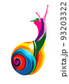 Abstract garden snail from multicolored paints. Colored drawing 93203322