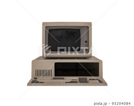 Vintage Desktop PC with keyboard isolated on...のイラスト素材 [93204084] - PIXTA