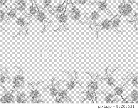 金木犀の線画フレーム②(上下,黒)のイラスト素材 [93205531] - PIXTA