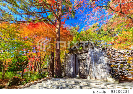 秋の山梨県　久保田一竹美術館正門の紅葉 93206282