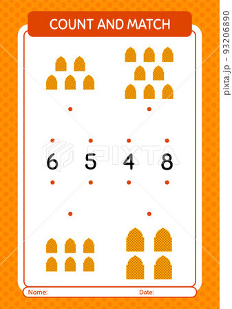 Count and match game with mosque. worksheet for preschool kids, kids activity sheet Count and match game with mosque. worksheet for preschool kids, kids activity sheet 93206890
