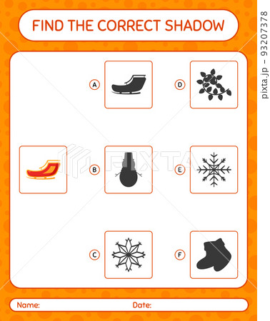 Find the correct shadows game with santa's sleigh. worksheet for preschool kids, kids activity sheet 93207378