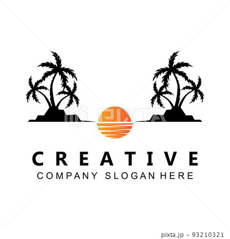 coconut tree logo vector symbol on the beach 93210321