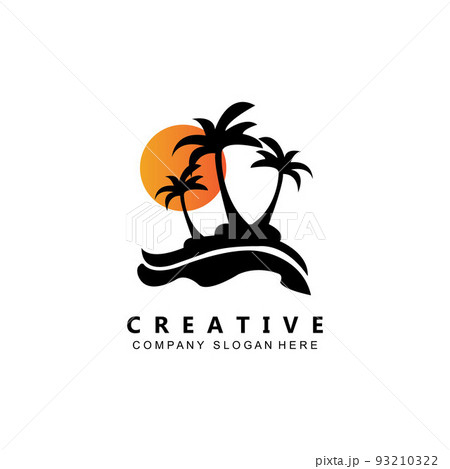 coconut tree logo vector symbol on the beach 93210322