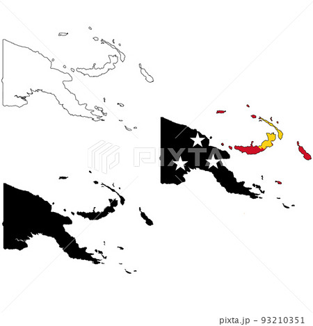 map of Papua New Guinea with flag. outline map Papua New Guinea. Papua New Guinea vector map silhouette. flat style.