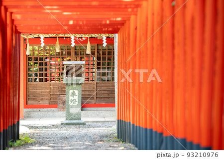 三重県桑名市の桑名城跡にある鎭國稲荷神社の朱い鳥居 93210976