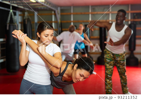 Womens sparring in self defense courses in gym Womens sparring in self defense courses in gym 93211352
