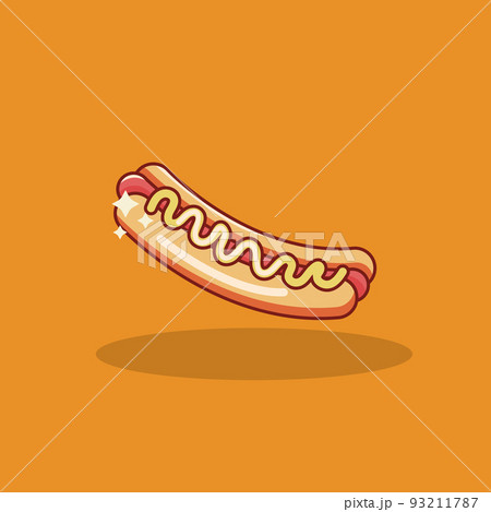 Vector illustration of fast food hot dog 93211787