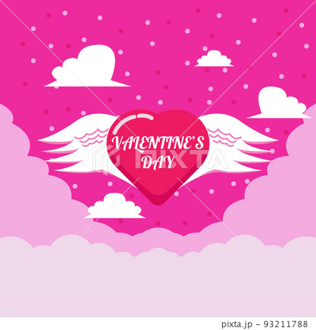 Happy Valentine's Day Flying Heart 93211788