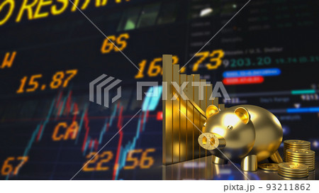 The gold piggy and chart for business concept 3d rendering The gold piggy and chart for business concept 3d rendering 93211862