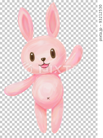 Smiling rabbit raising one hand 93212530