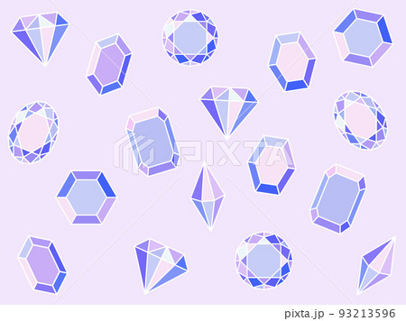 カラフルなジュエリーストーンが散らばる背景イラスト 93213596