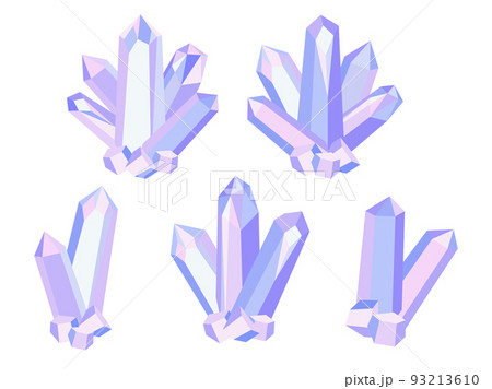 水晶クラスターのカラーアイコンイラストセット 93213610