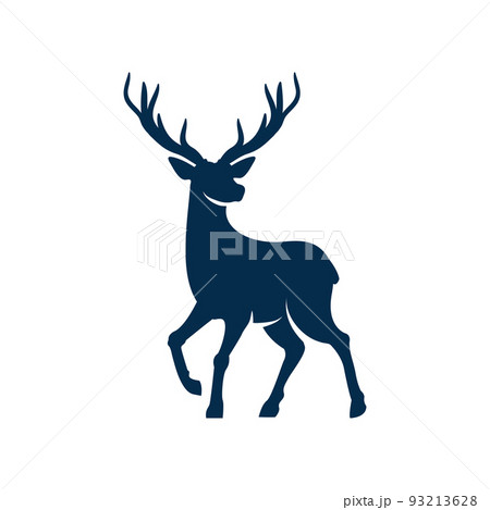 Buck reindeer animal isolated hunting sport mascot. Vector silhouette of reindeer, elk or buck, wildlife creature with wavy horns. North stag-deer with antlers, horned mammal full length portrait Buck reindeer animal isolated hunting sport mascot. Vector silhouette of reindeer, elk or buck, wildlife creature with wavy horns. North stag-deer with antlers, horned mammal full length portrait 93213628