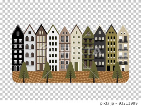 ヨーロッパの街並みと石畳のイラスト 93213999