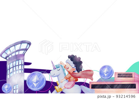 Metaverse character frame watercolor png 93214596