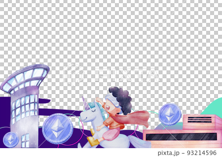 Metaverse character frame watercolor png 93214596