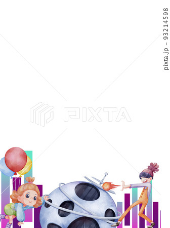 Metaverse character frame watercolor png 93214598
