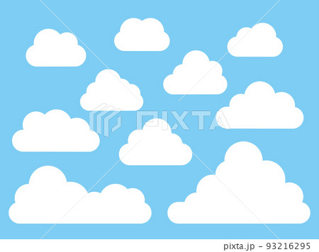 シンプルなもくもく雲のアイコンイラストセット シンプルなもくもく雲のアイコンイラストセット 93216295