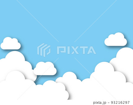 奥行きのある雲と青空のシンプル背景イラストのイラスト素材